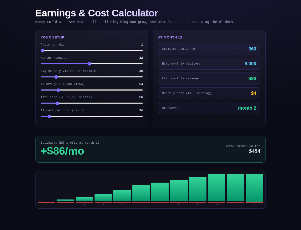 Earnings & Cost Calculator