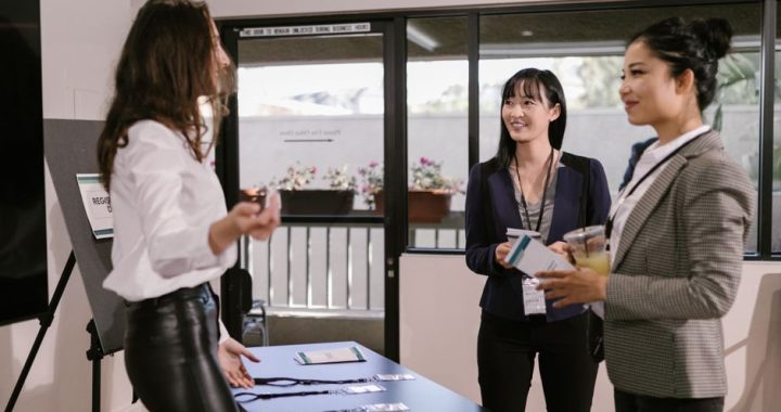 professionals networking effectively at a business event