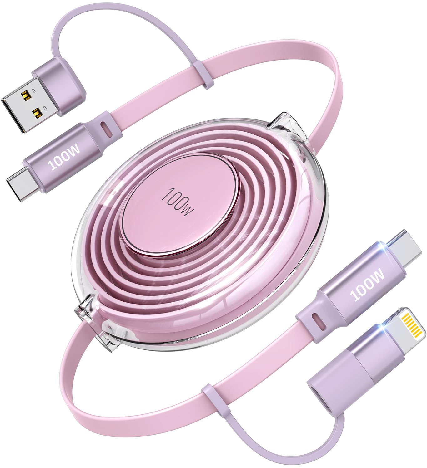 100W Retractable 4-in-1 Cable