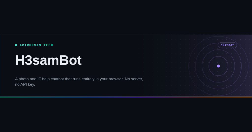 H3samBot, a photography and IT help chatbot that runs in the browser